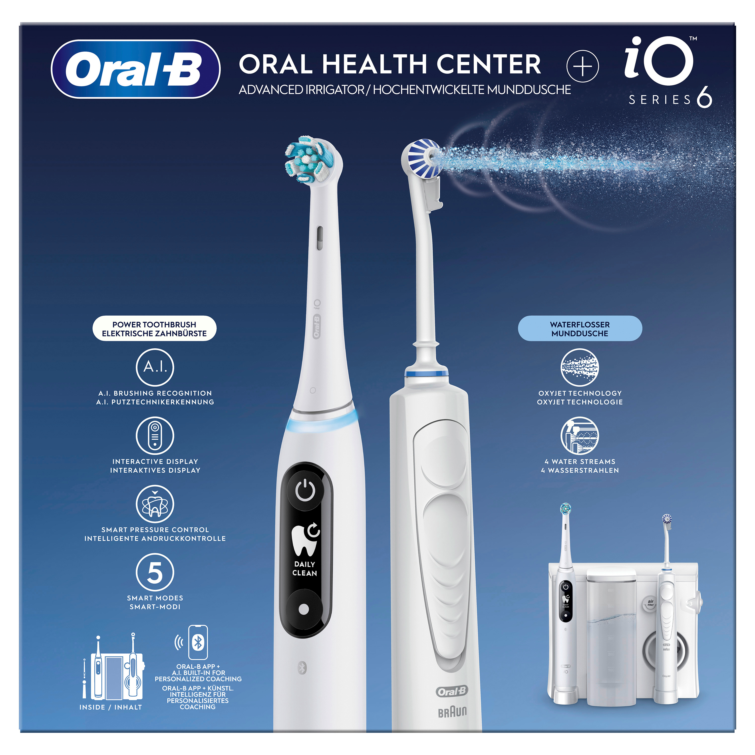 Oral-B OxyJet Reinigungssystem-Munddusche + Oral-B iO Series 6