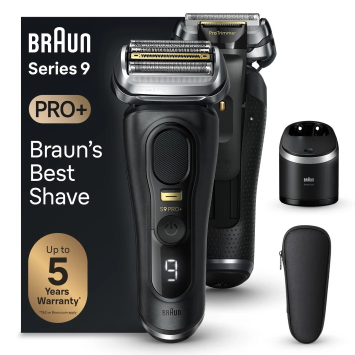 Braun Rasierer Series 9 Pro+ 9560cc mit 6-in-1 Reinigungsstation und Reise-Etui, schwarz