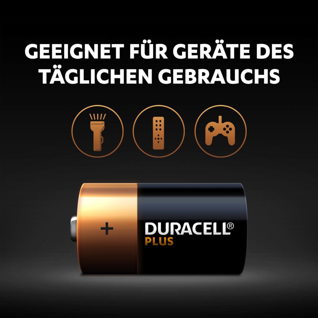 Duracell Plus Batterie, Anwendung