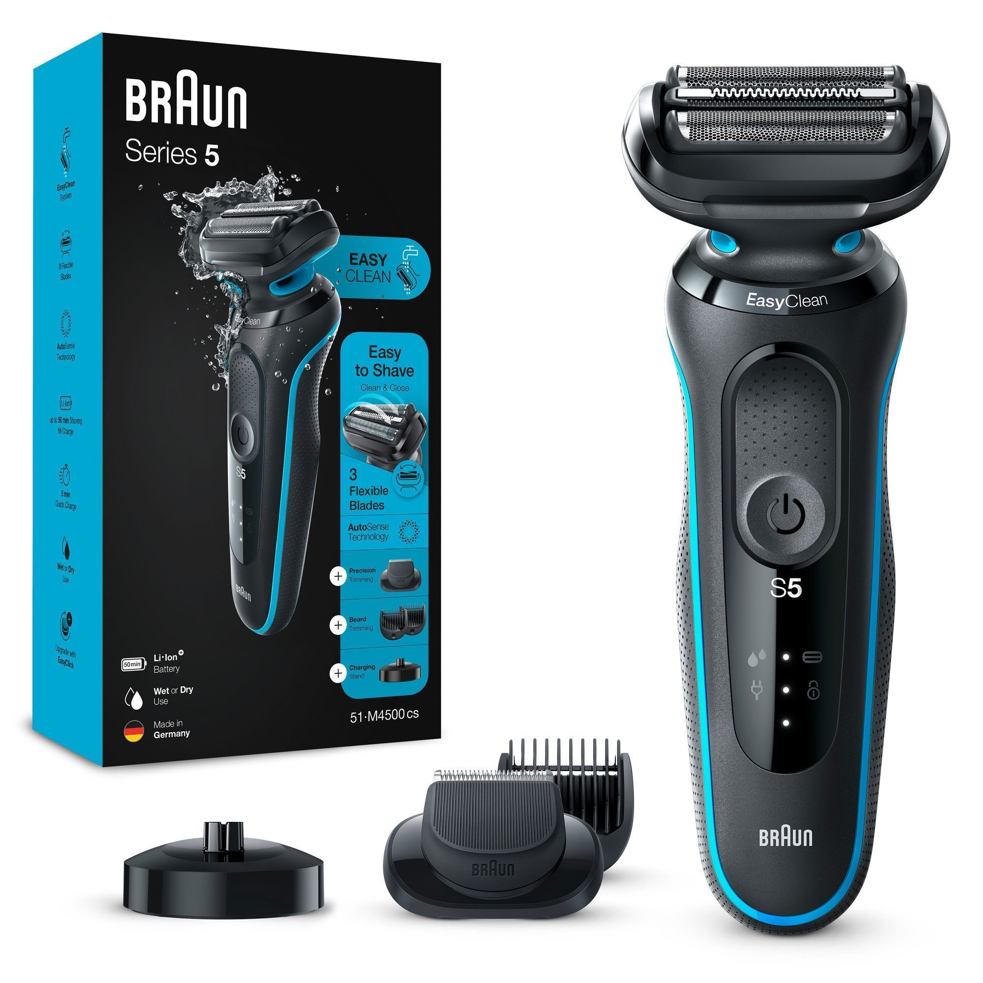 Braun Series 5 51-M4500cs Nass- und Trockenrasierer inkl. Ladestation und EasyClick-Aufsatz