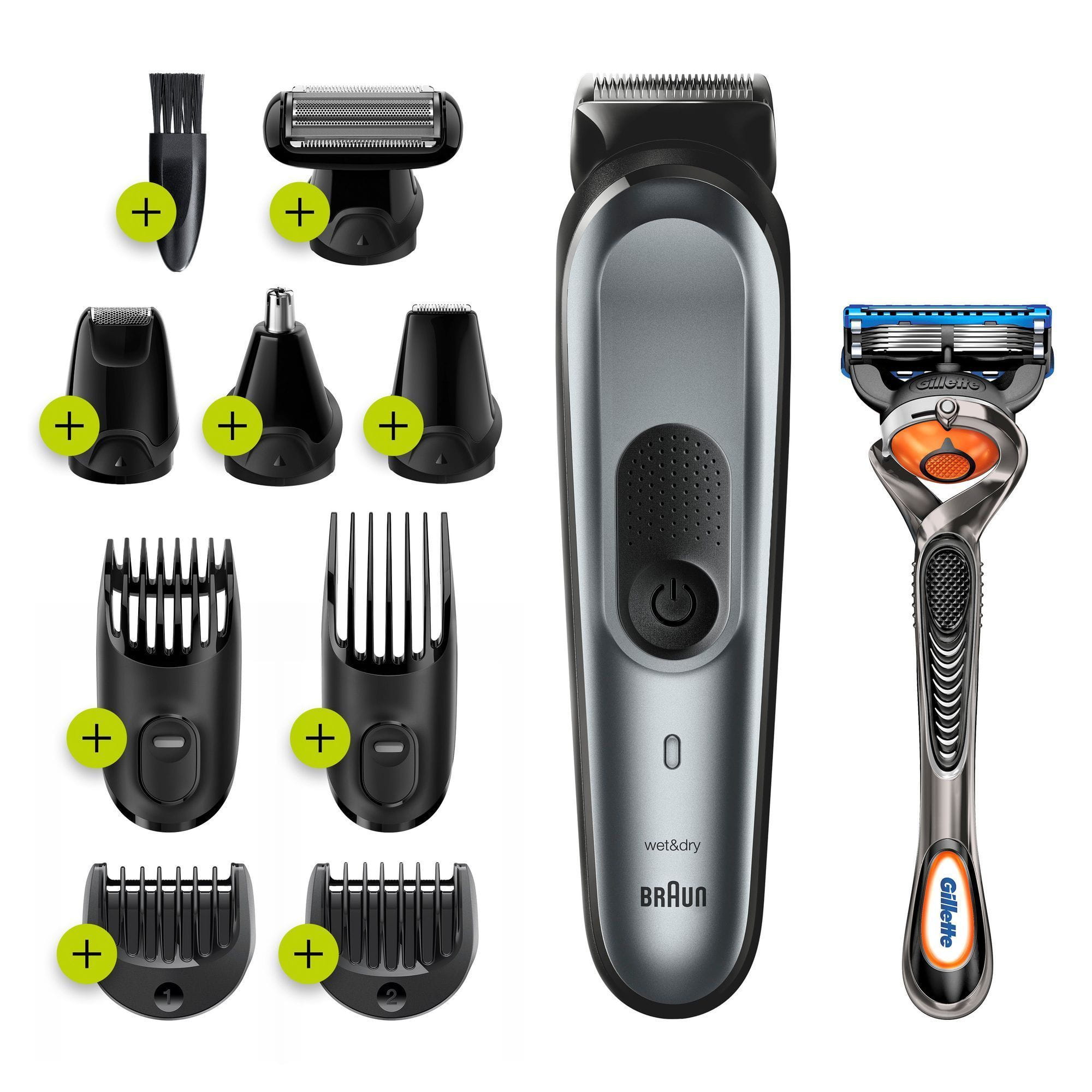 Braun Multi-Grooming-Kit MGK7221, 10-in-1 Trimmer, inkl. 8 Aufsätzeund Gillette Fusion5 ProGlide Rasierer