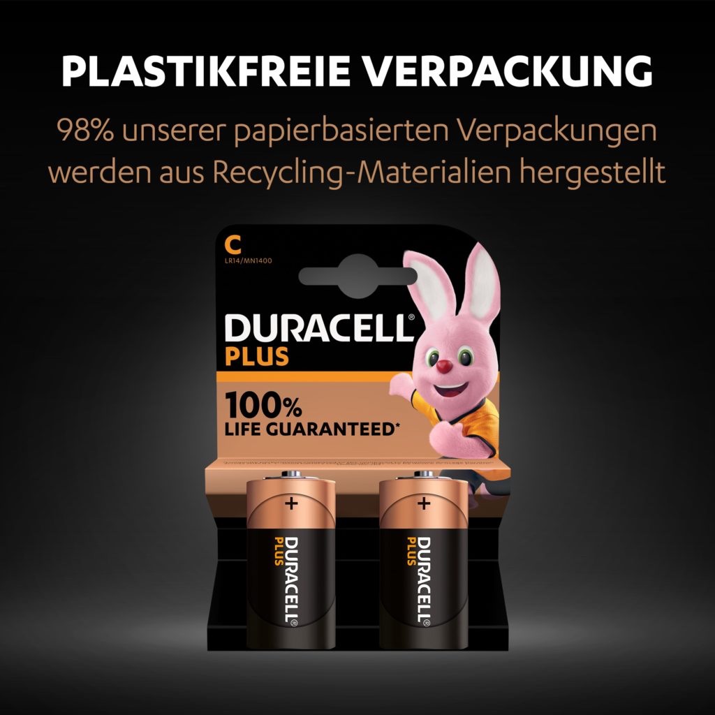 Duracell Plus Batterie Plastikfreie Verpackung