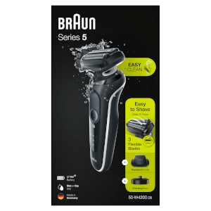 Braun Series 5 50-W4200cs Nass- und Trockenrasierer, inkl. Ladestation und Präzisionstrimmer, schwarz / weiß