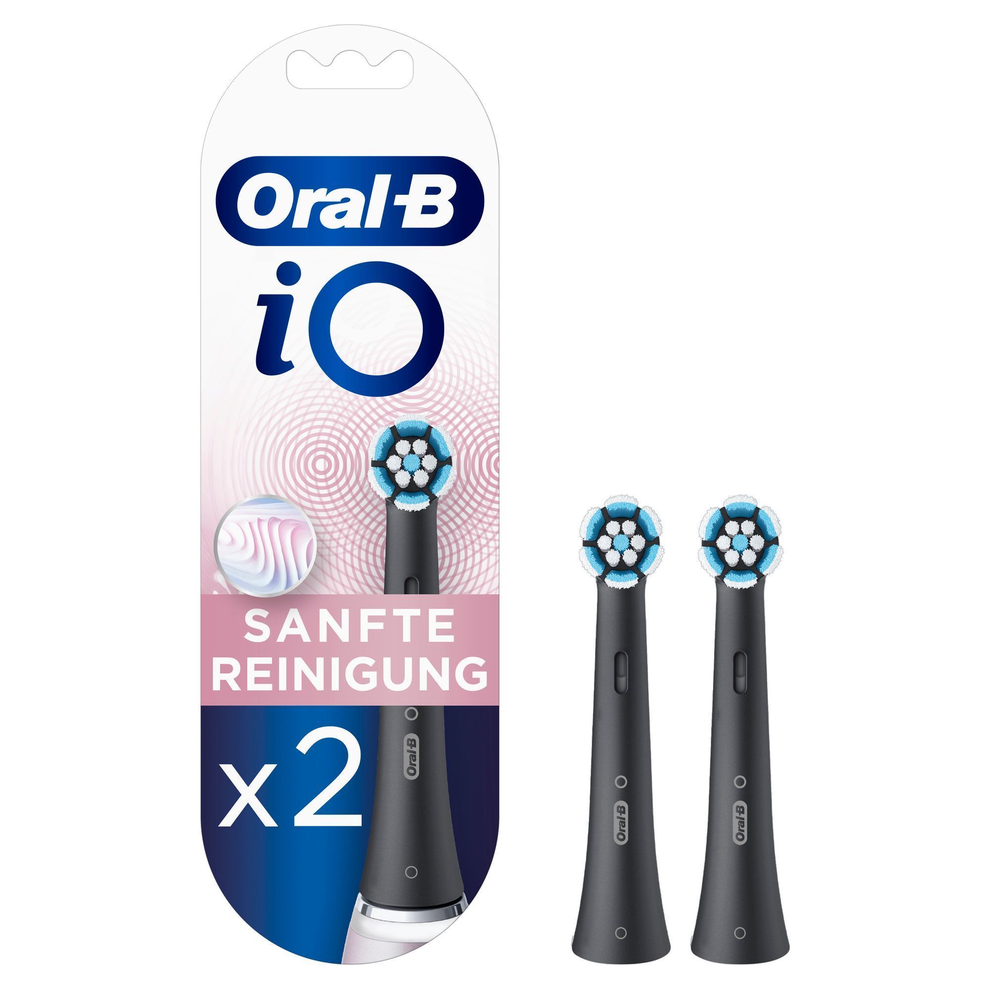 Oral-B Ersatzzahnbürsten IO Sanfte Reinigung 2 Stück, schwarz