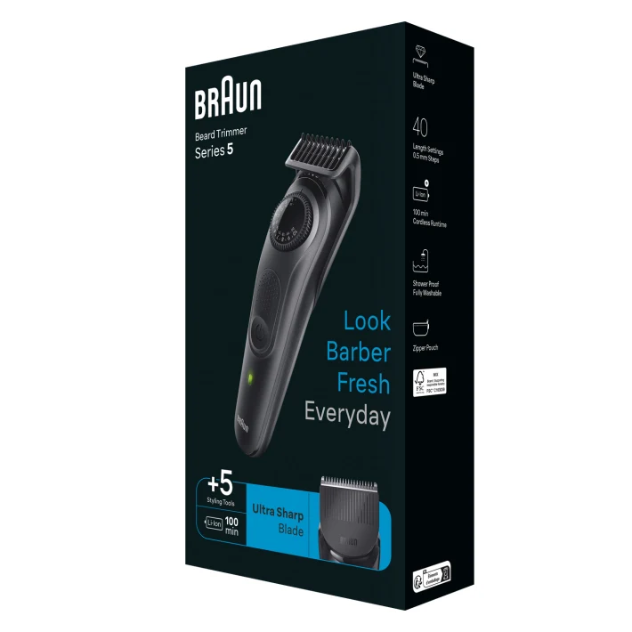 Braun Barttrimmer BT5420 mit Präzisionsrad und 5 Styling-Tools