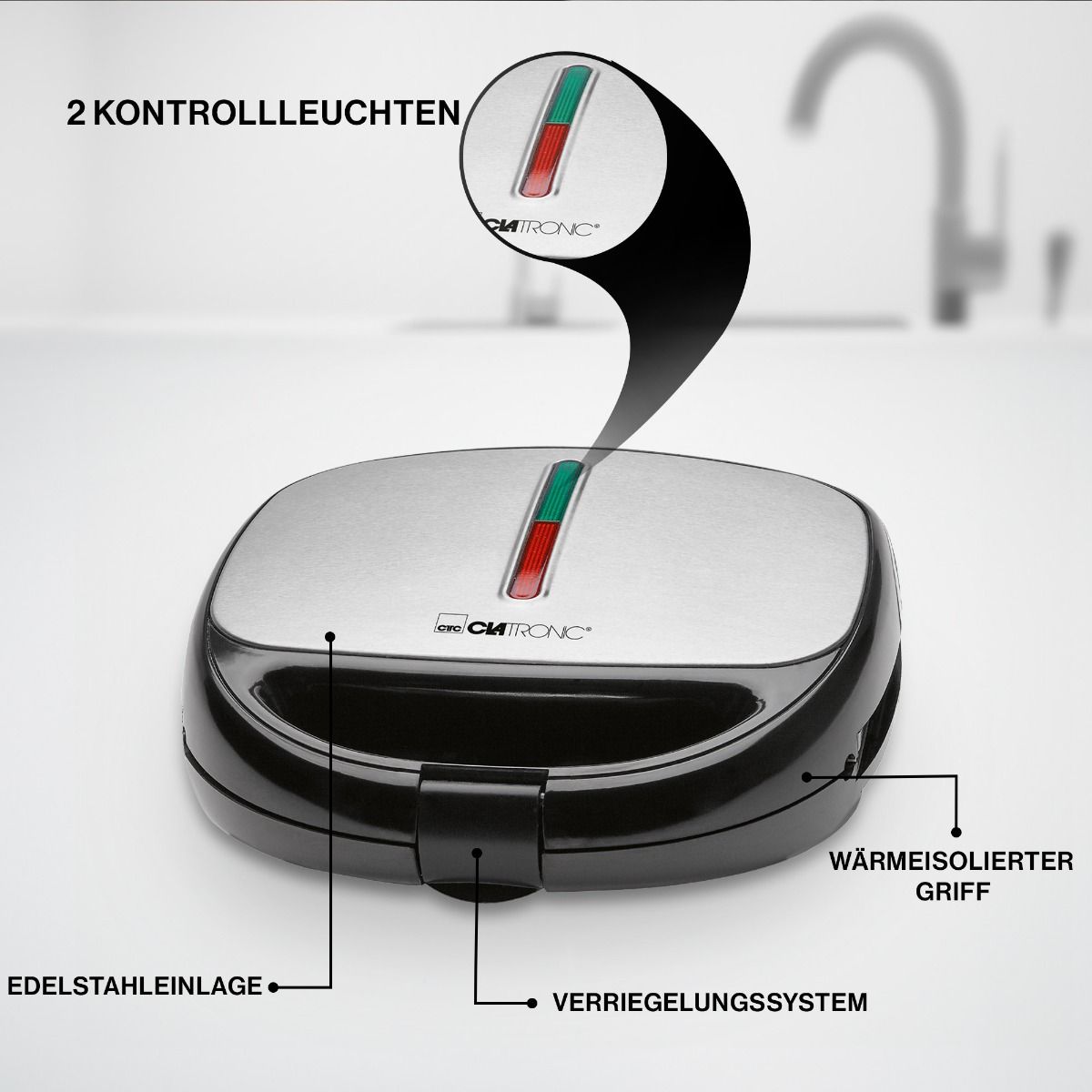 Clatronic Multigrill, Sandwichtoaster mit Wechselplatten ST/WA 3670