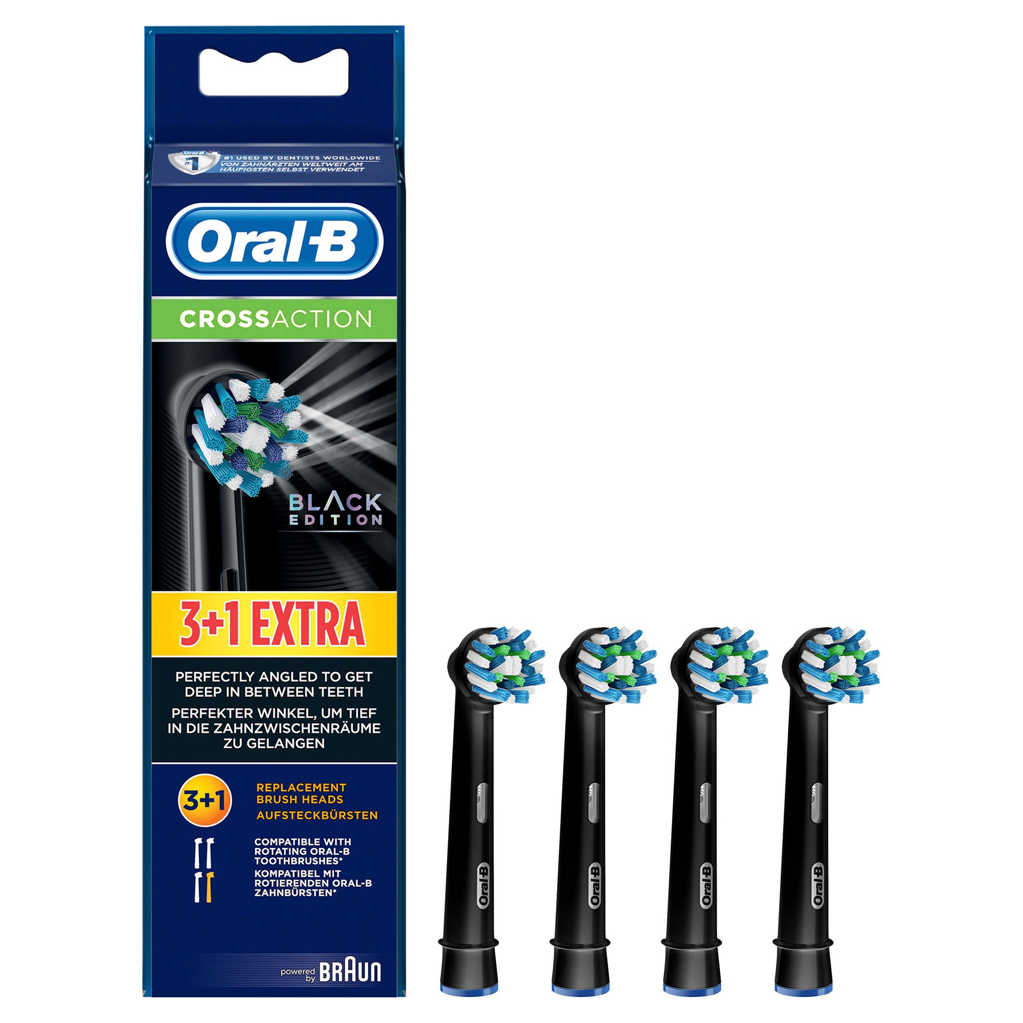 Ersatzzahnbuerste Oral B CrossAction Black Edition 3+1