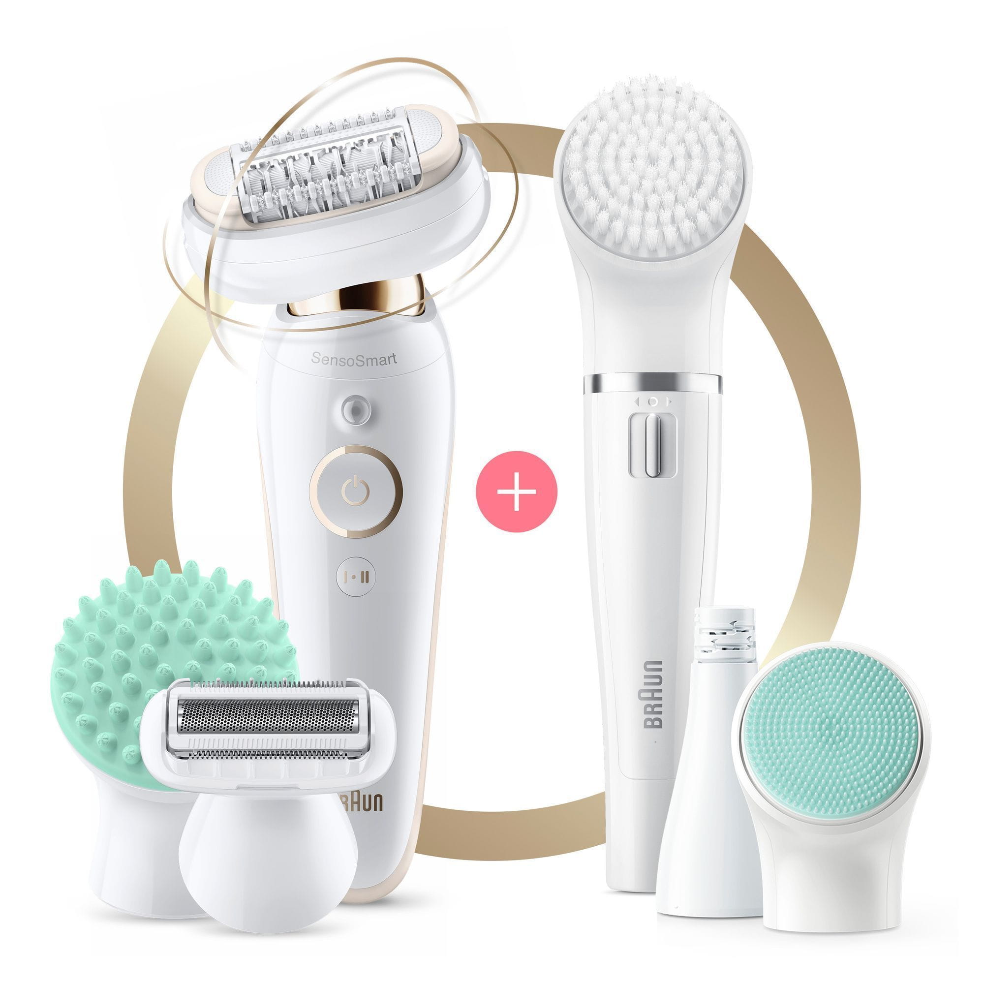 Braun Silk-épil 9 Flex 9300 Beauty-Set, inkl. Braun Facespa, weiß/gold